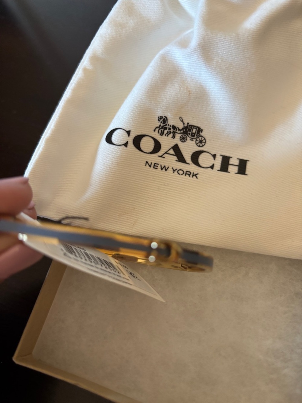 Coach Gold and Gray Enamel Signature Bangle Bracelet - Picture 5 of 6